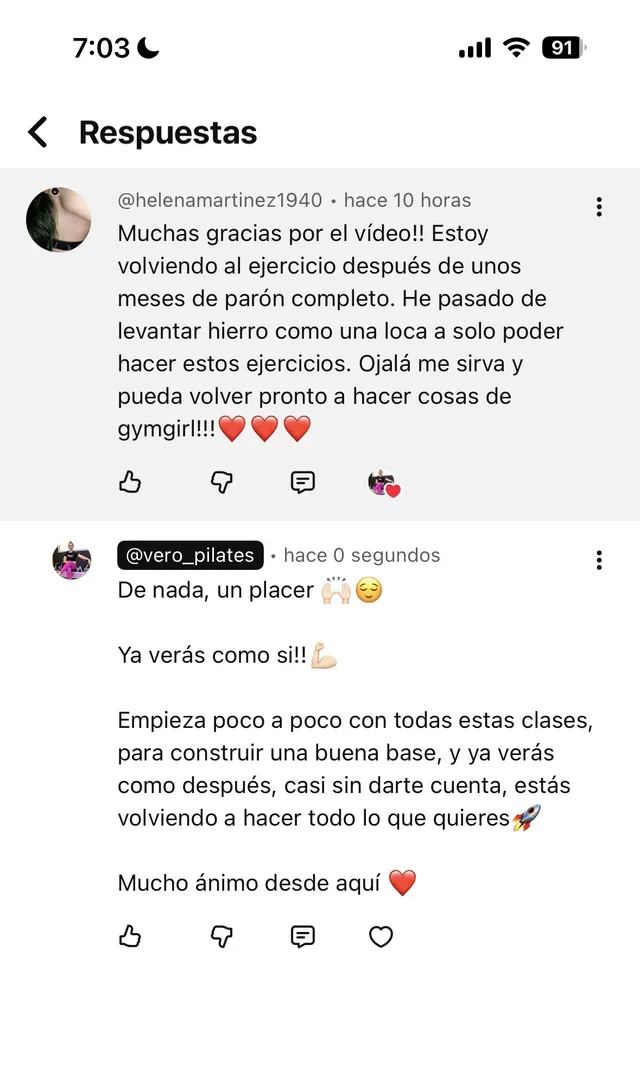 Comentario real de un seguidor en redes