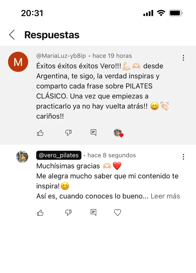 Comentario real de un seguidor en redes