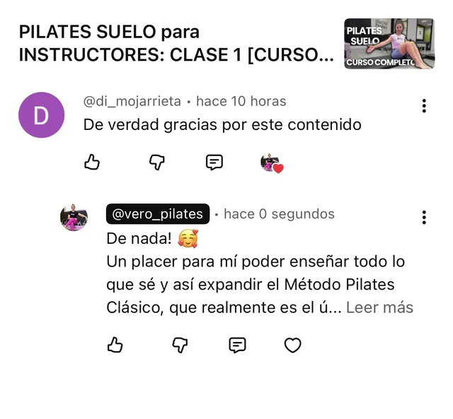Comentario real de un seguidor en redes
